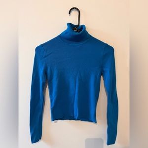 Blue Zara Turtleneck Cropped Sweater